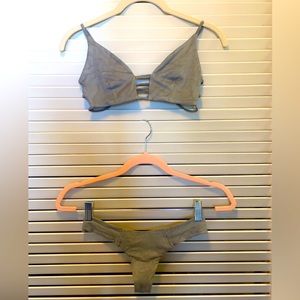 Gorgeous Grey faux suede bralette and bikini bottom